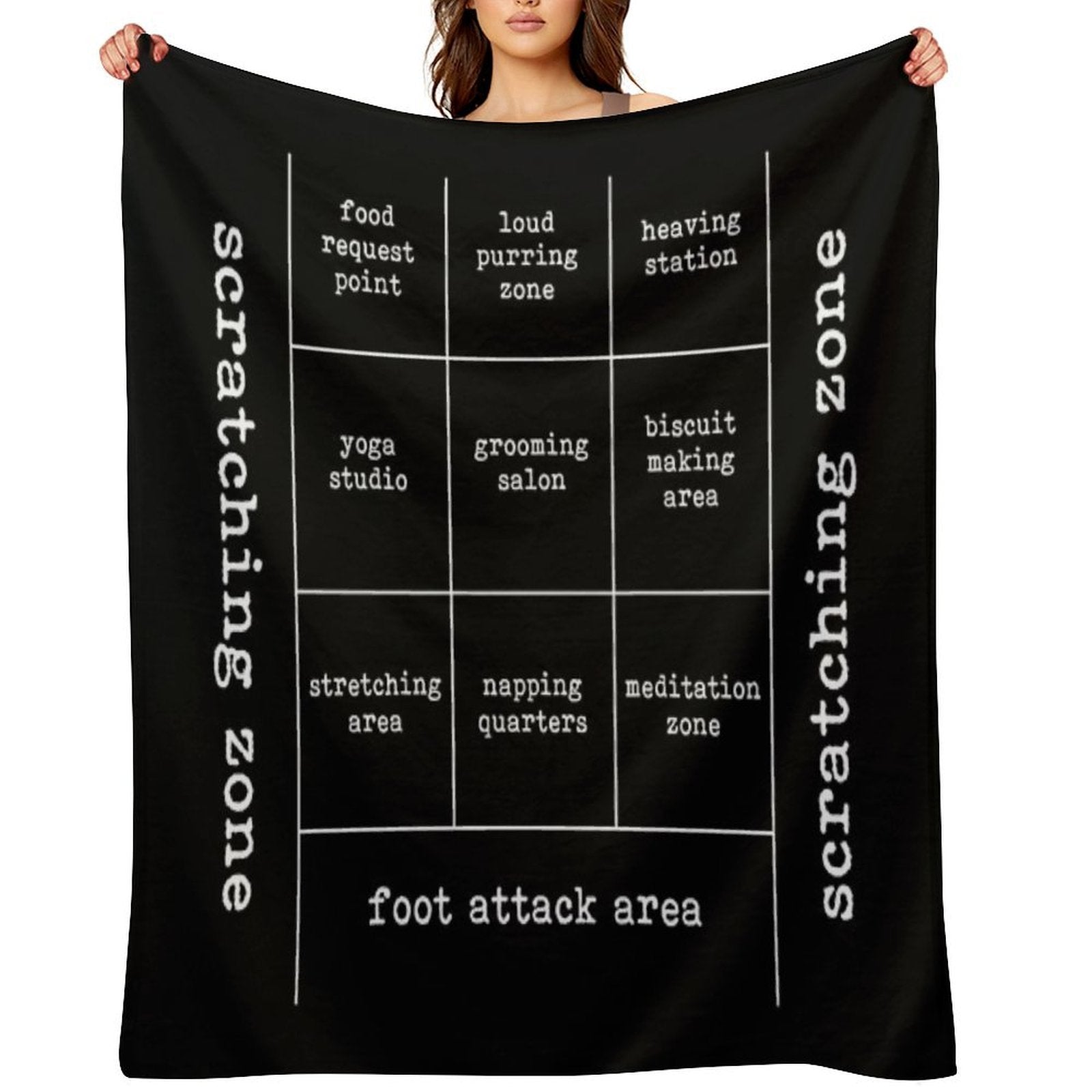 Cat's Map Of The Bed Funny Cat Lover Owner Comfort Throw Blanket
