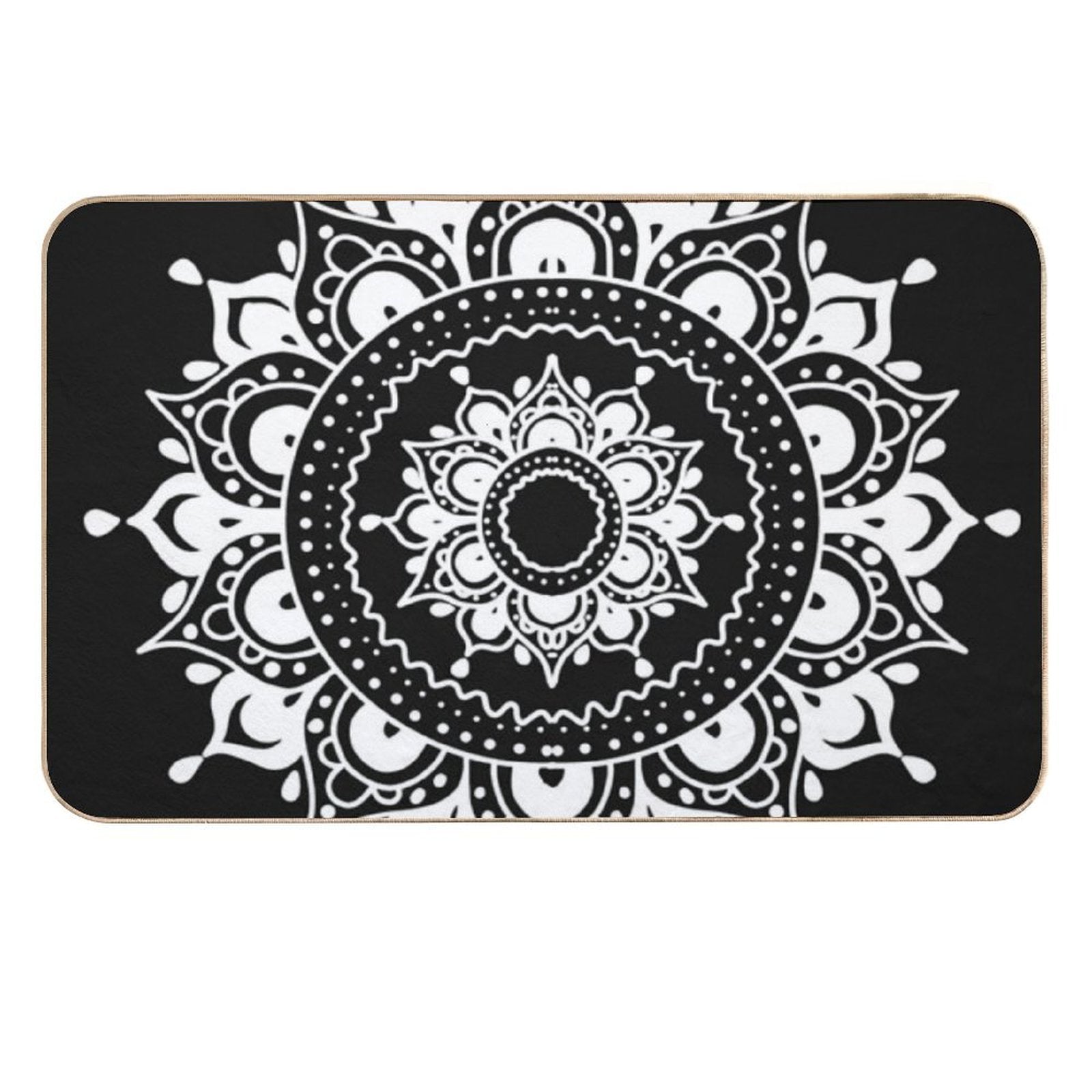 Classic Black And White Mandala Art  Easy To Clean Bath Mat