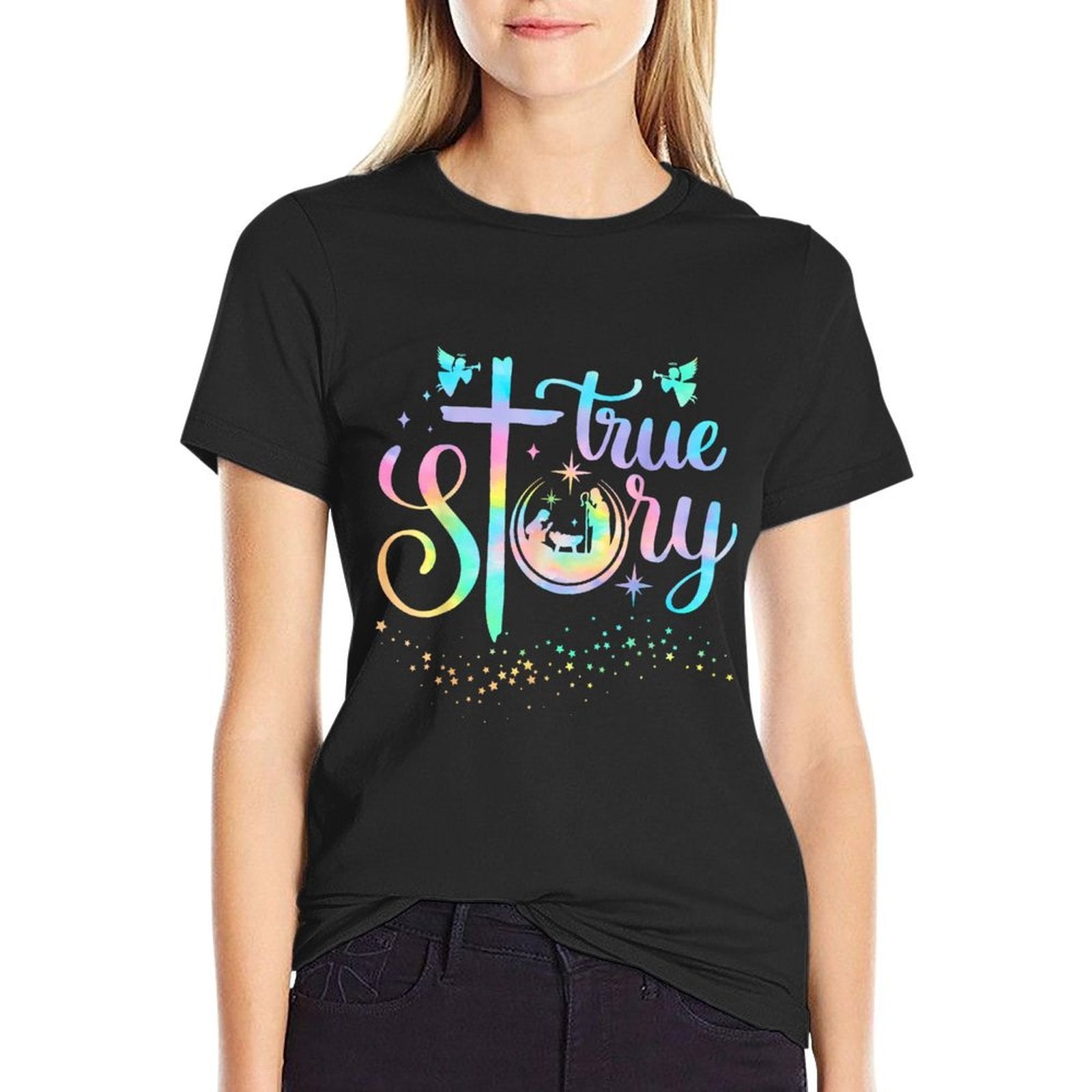 True Story Nativity Christmas Baby Jesus Religious Christian  Easy-care T-Shirt