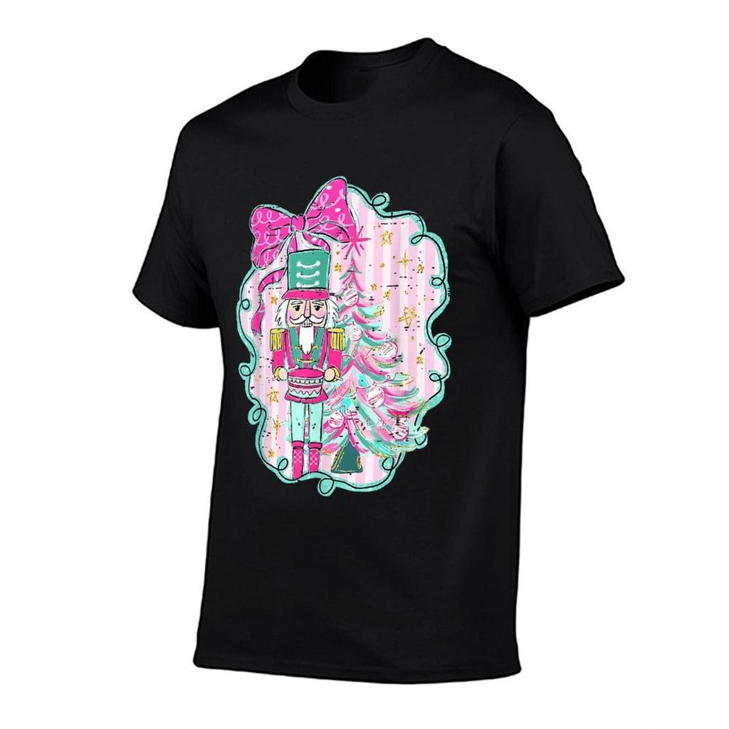 Coquette Bow Pink Nutcracker Christmas Holiday Merry Xmas  Ribbed Collar T-Shirt