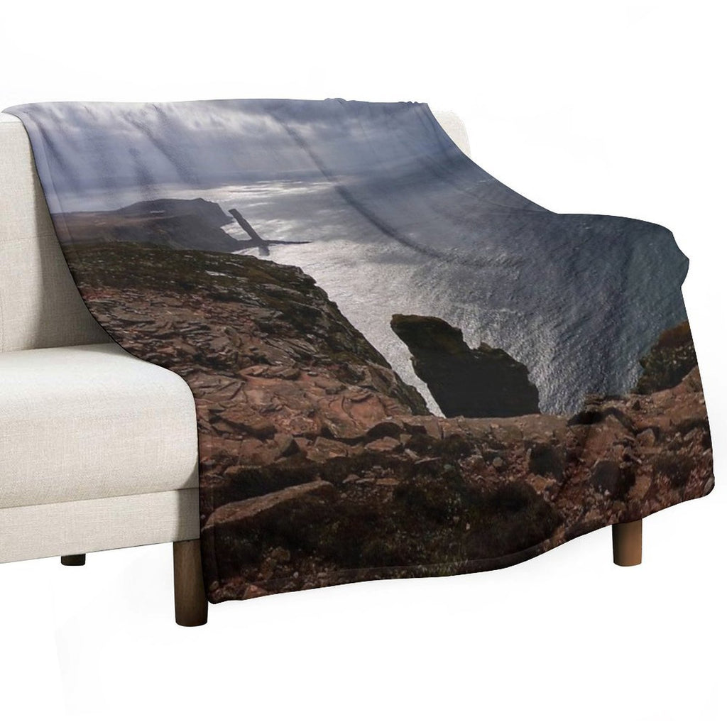 The Iconic Old Man of Hoy in Orkney Eco-conscious Throw Blanket