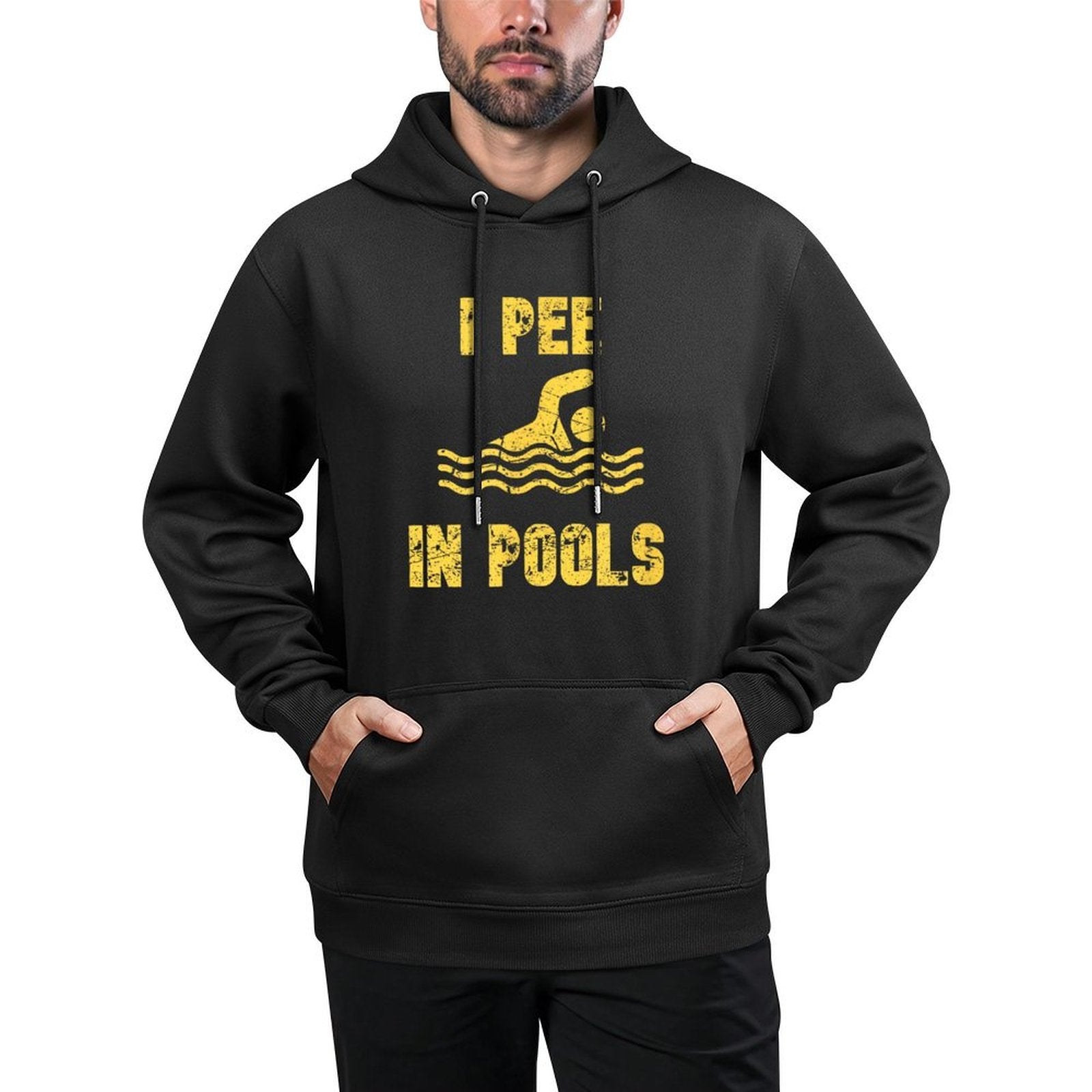 I Pee In Pools Stressed Yellow - Pool Gear for Men Or Women Durable Construction Hoodie