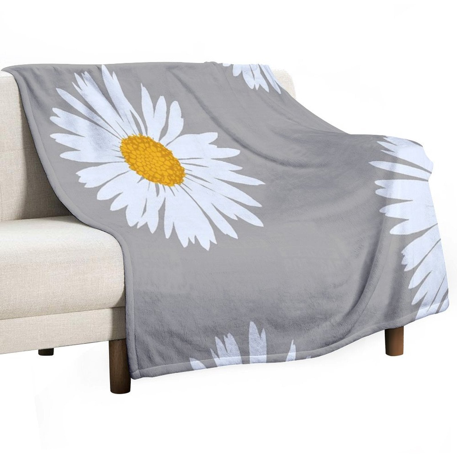 Hand-painted Daisy Blossom - Botanical Illustration Bellis Perennis Compact Throw Blanket
