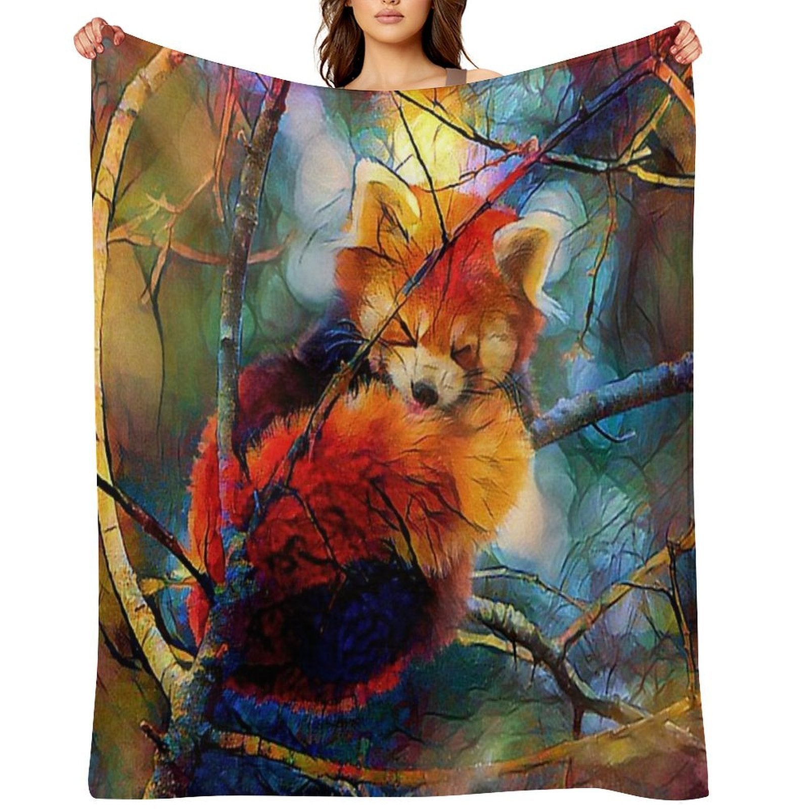 Autumnal Red Panda Premium Throw Blanket