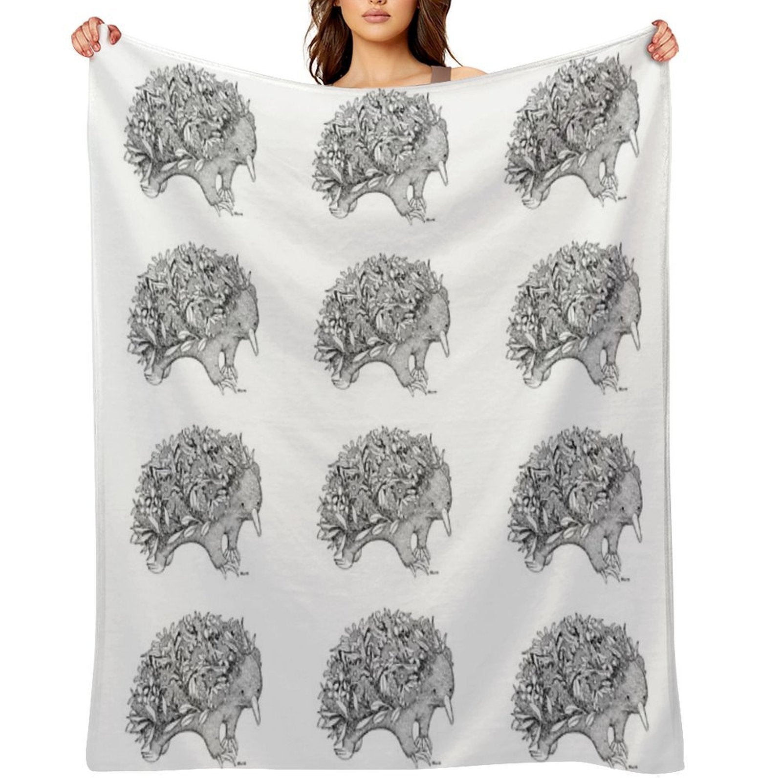 Botanical Echidna Velvety-soft Throw Blanket