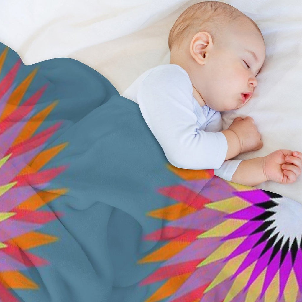 Psychedelic Geometric Flower Mandala Lightweight Throw Blanket
