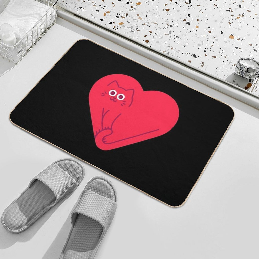 Cute Cat Heart  Eco-Friendly Bath Mat
