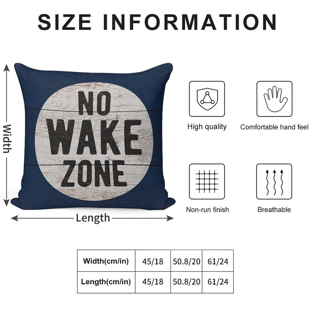 No Wake Zone, Lake Gift, Lake Sign, Lake House Décor, Wake Surf, Wakeboard, Water Ski, No Wake Area, Lake Sign Soft Easy Maintenance Throw Pillow