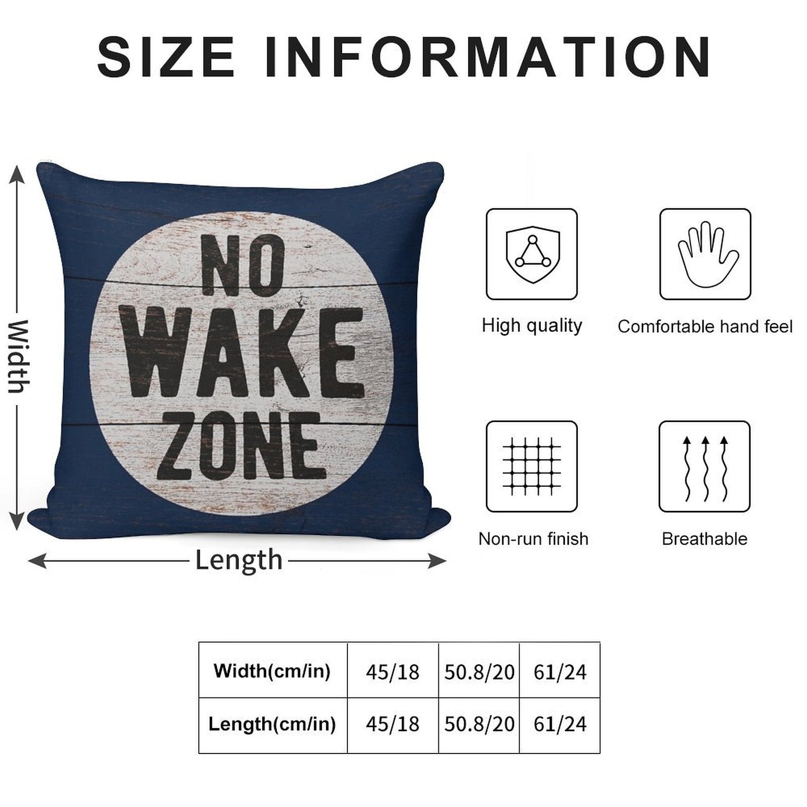 No Wake Zone, Lake Gift, Lake Sign, Lake House Décor, Wake Surf, Wakeboard, Water Ski, No Wake Area, Lake Sign Soft Easy Maintenance Throw Pillow