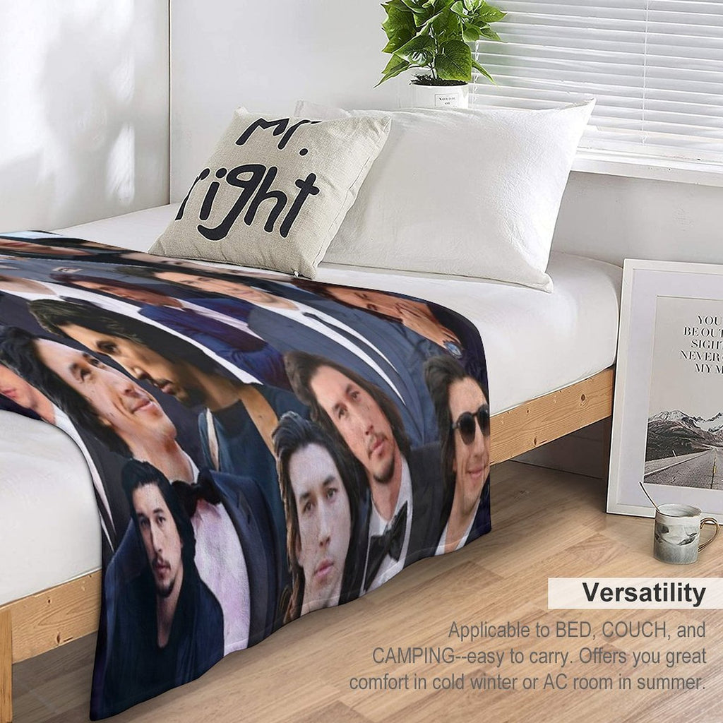 Adam Driver Blue Collage Shrink-resistant Throw Blanket