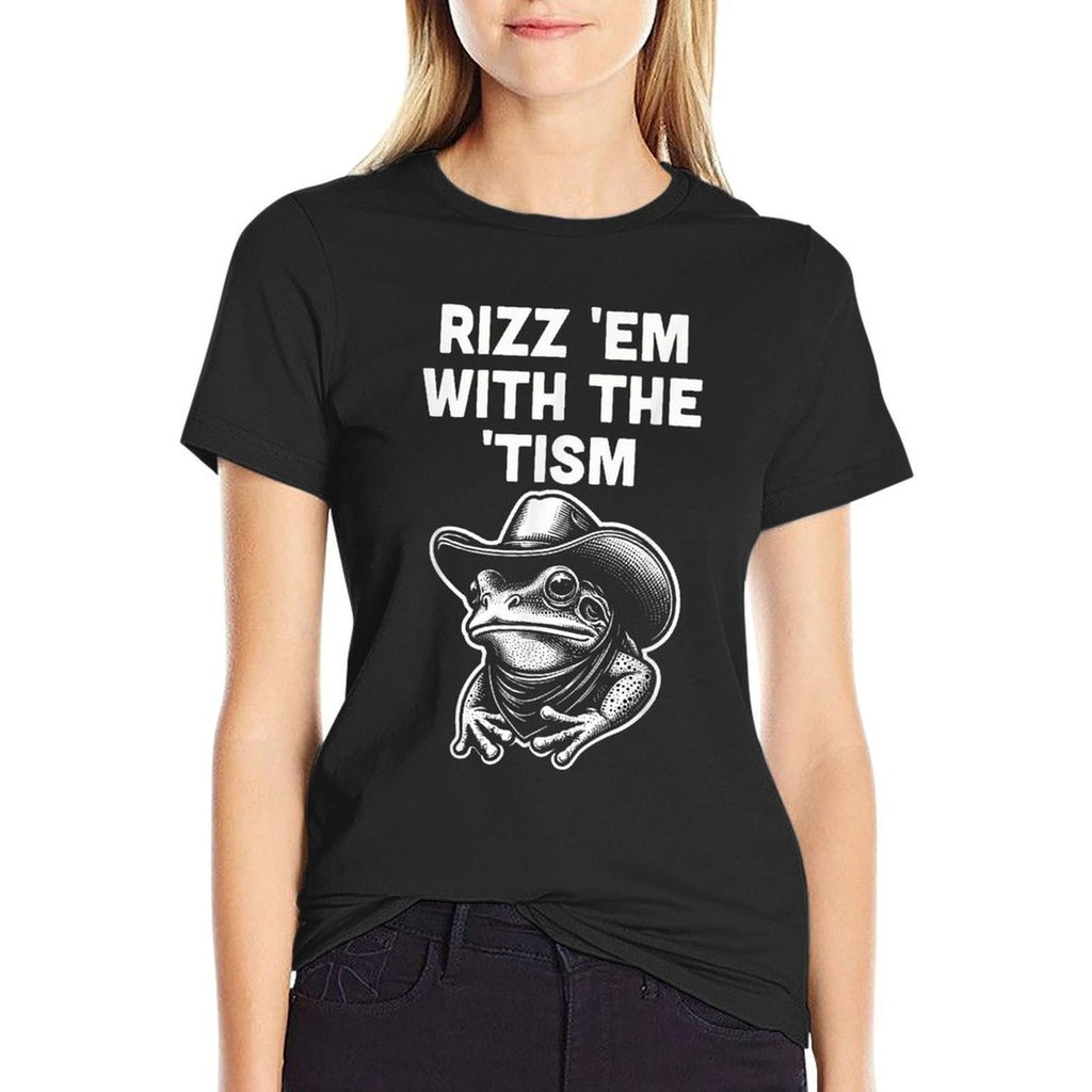 Funny Rizz Internet Meme Culture Trending Frog Meme Funny Autism Awareness - Unisex Adult, Black, Small,  Odor-resistant T-Shirt