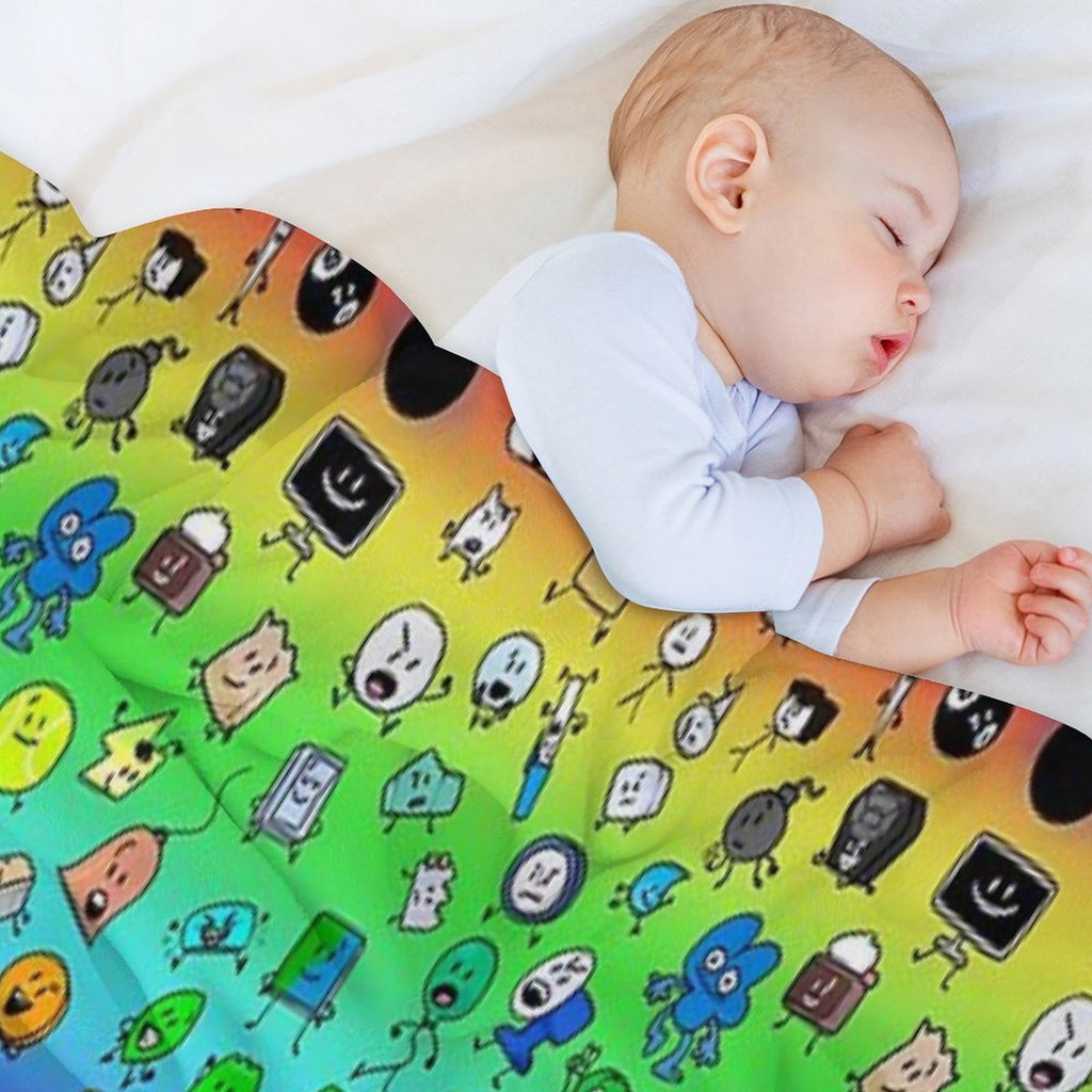 BFDI All Characters (Rainbow) Compact Throw Blanket