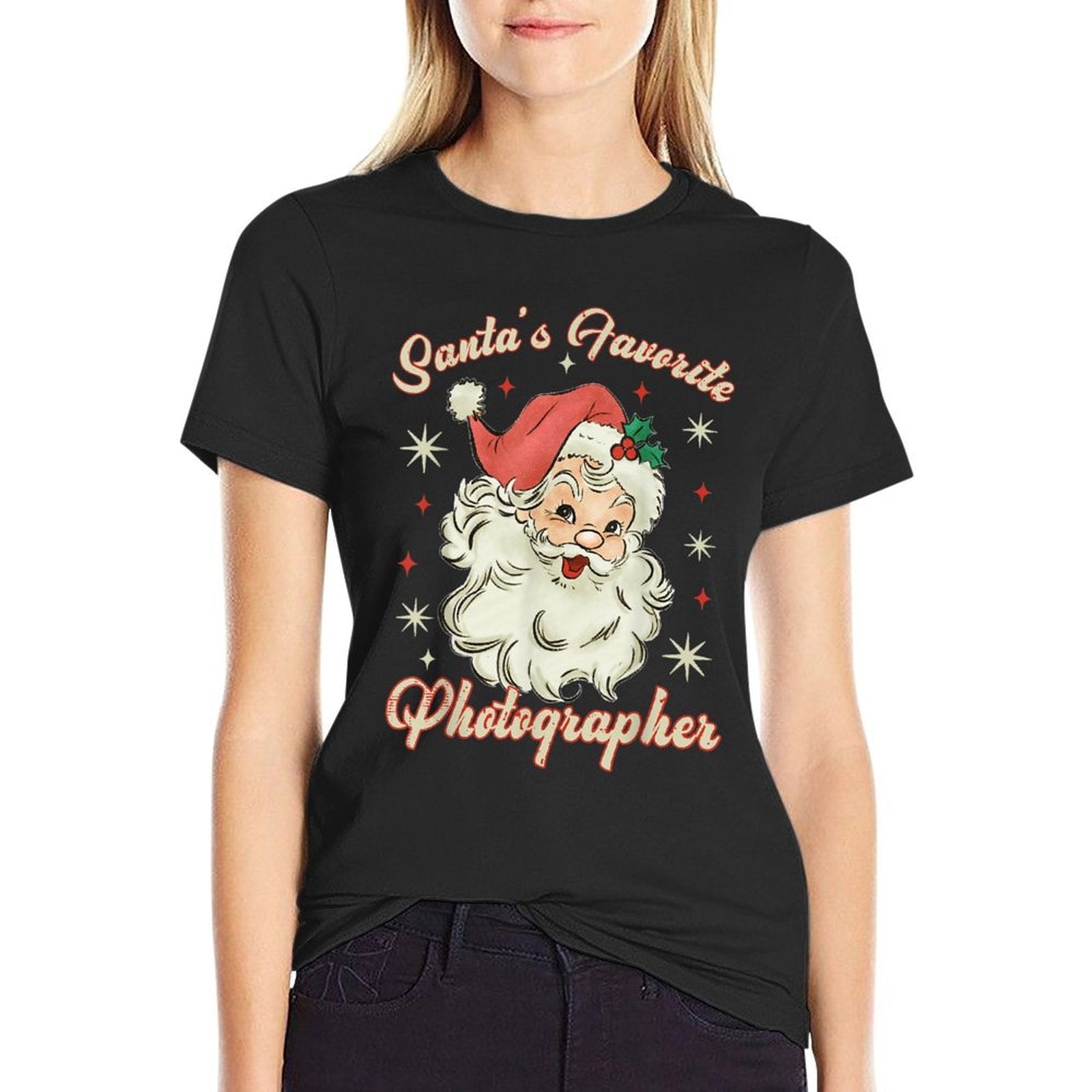 Santas Favorite Photographer, Funny Christmas Santa  Versatile T-Shirt