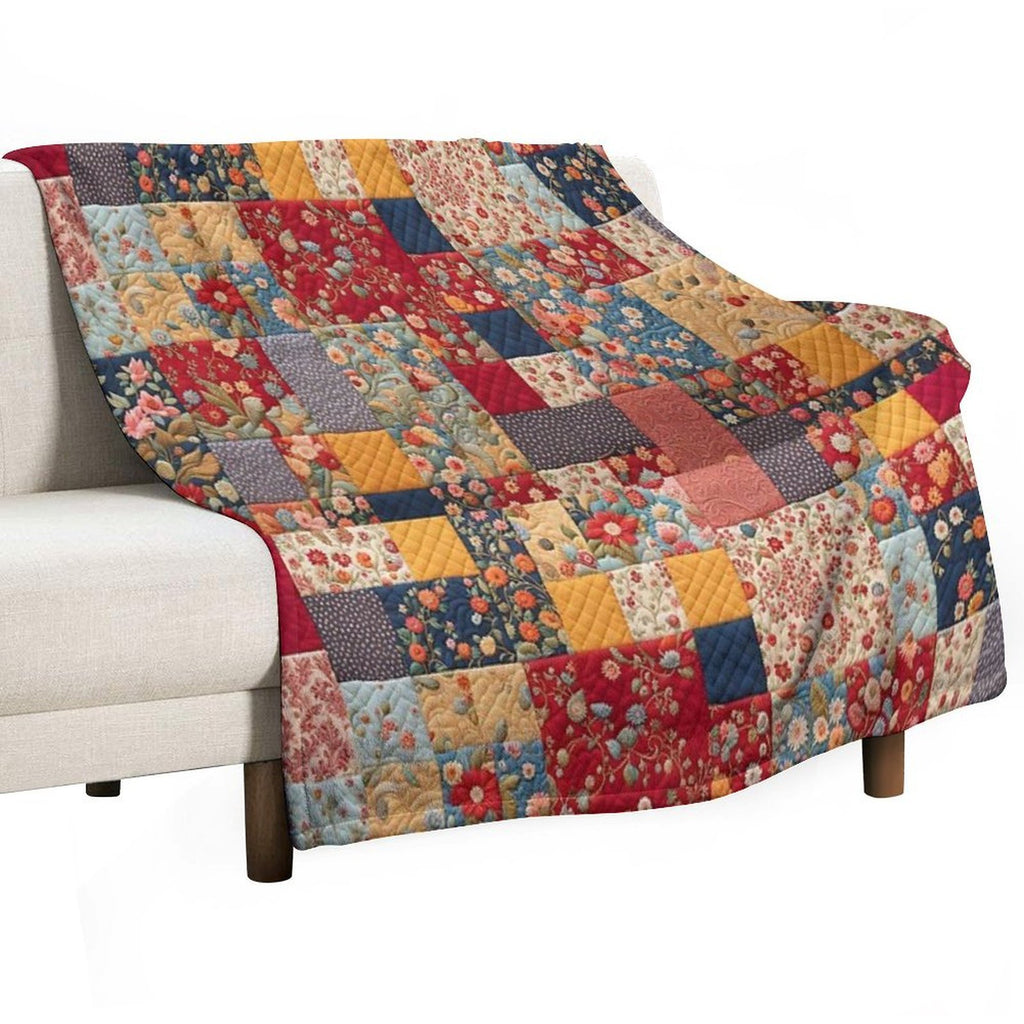 Memories Woven A Nostalgic Patchwork of Floral Elegance And Cozy Charm Shrink-resistant Throw Blanket
