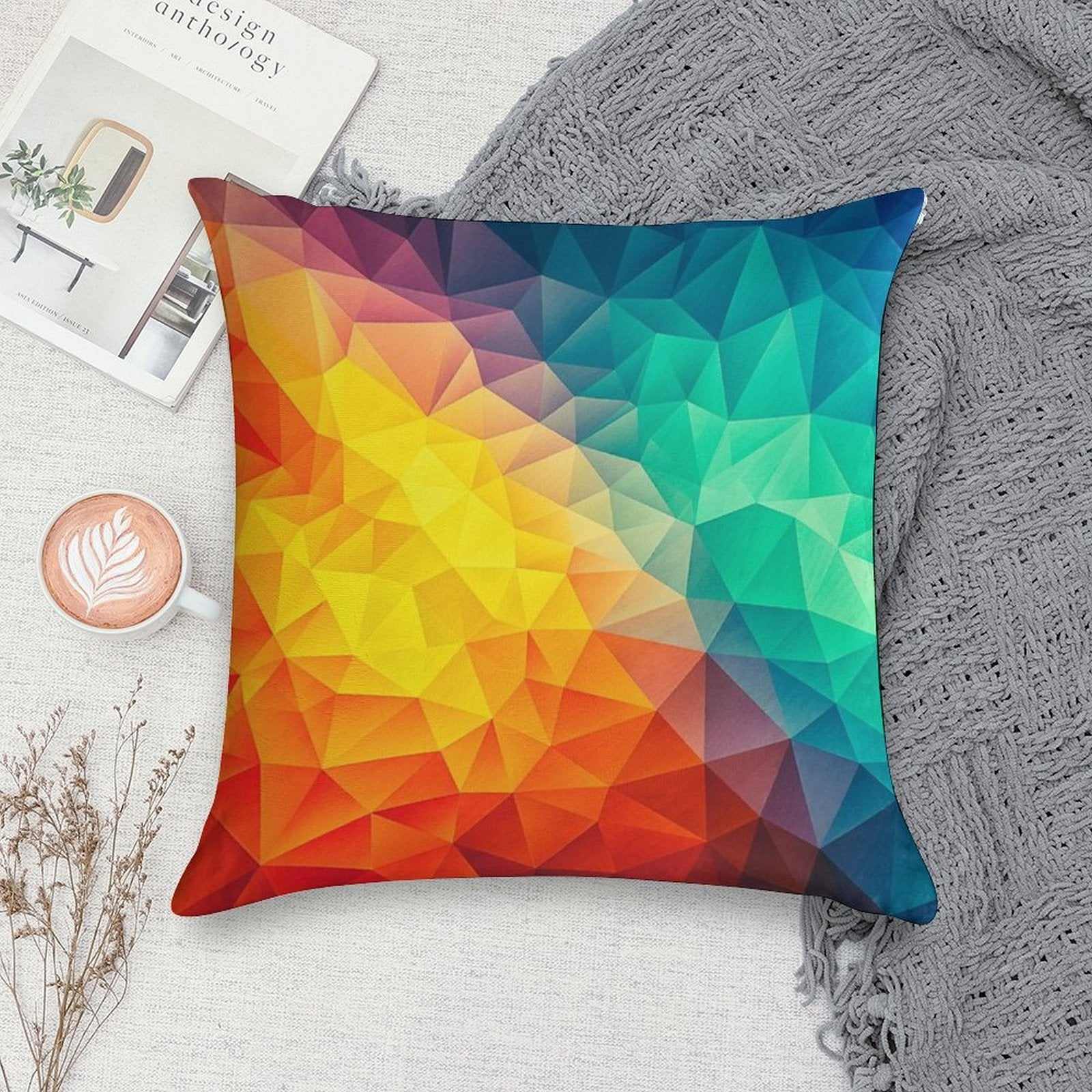 Abstract Multi Color Cubizm Painting Soft Gift Ready Throw Pillow