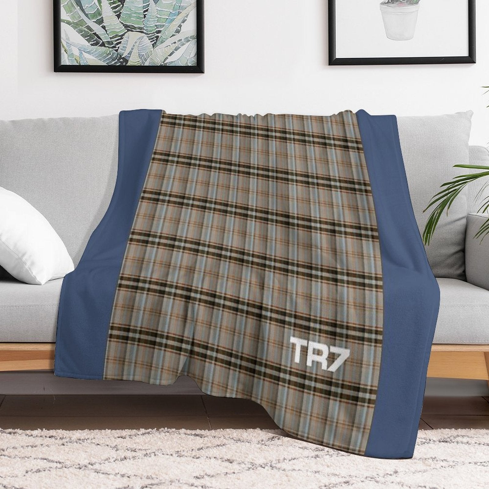 Triumph TR7 Navy Tartan Blanket Velvety-soft Throw Blanket