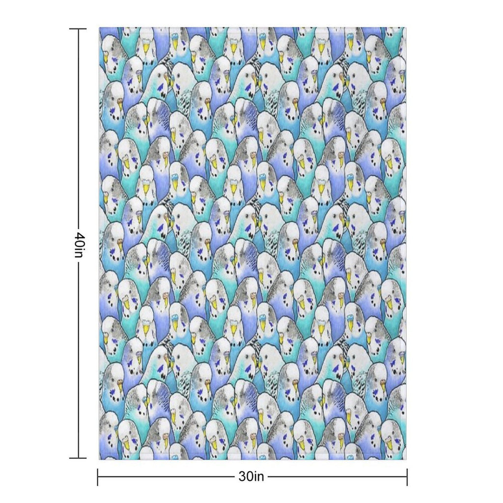 Blue Budgies Parakeet Pattern Multi-functional Throw Blanket