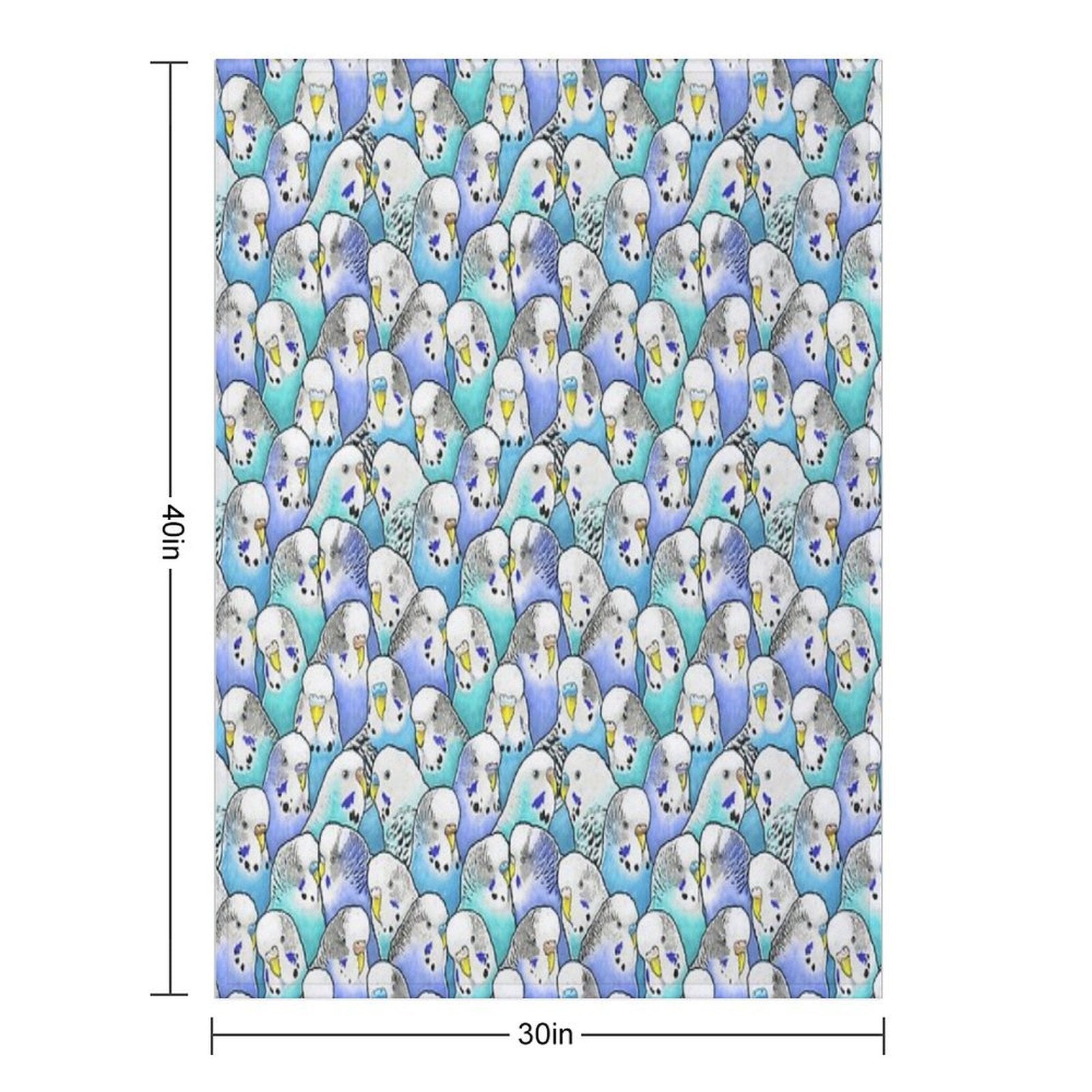 Blue Budgies Parakeet Pattern Multi-functional Throw Blanket