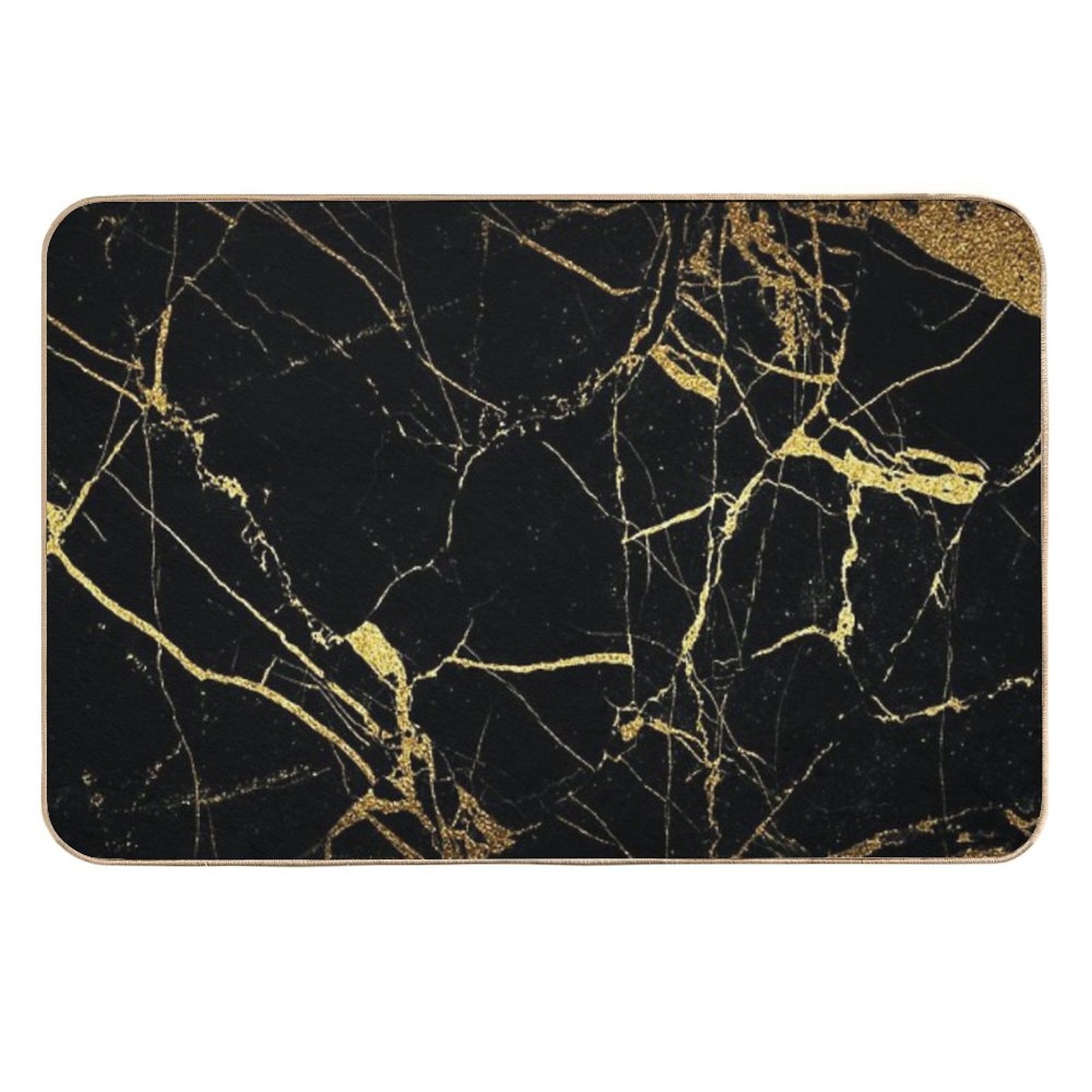 Black Gold Marble  Repositionable Bath Mat