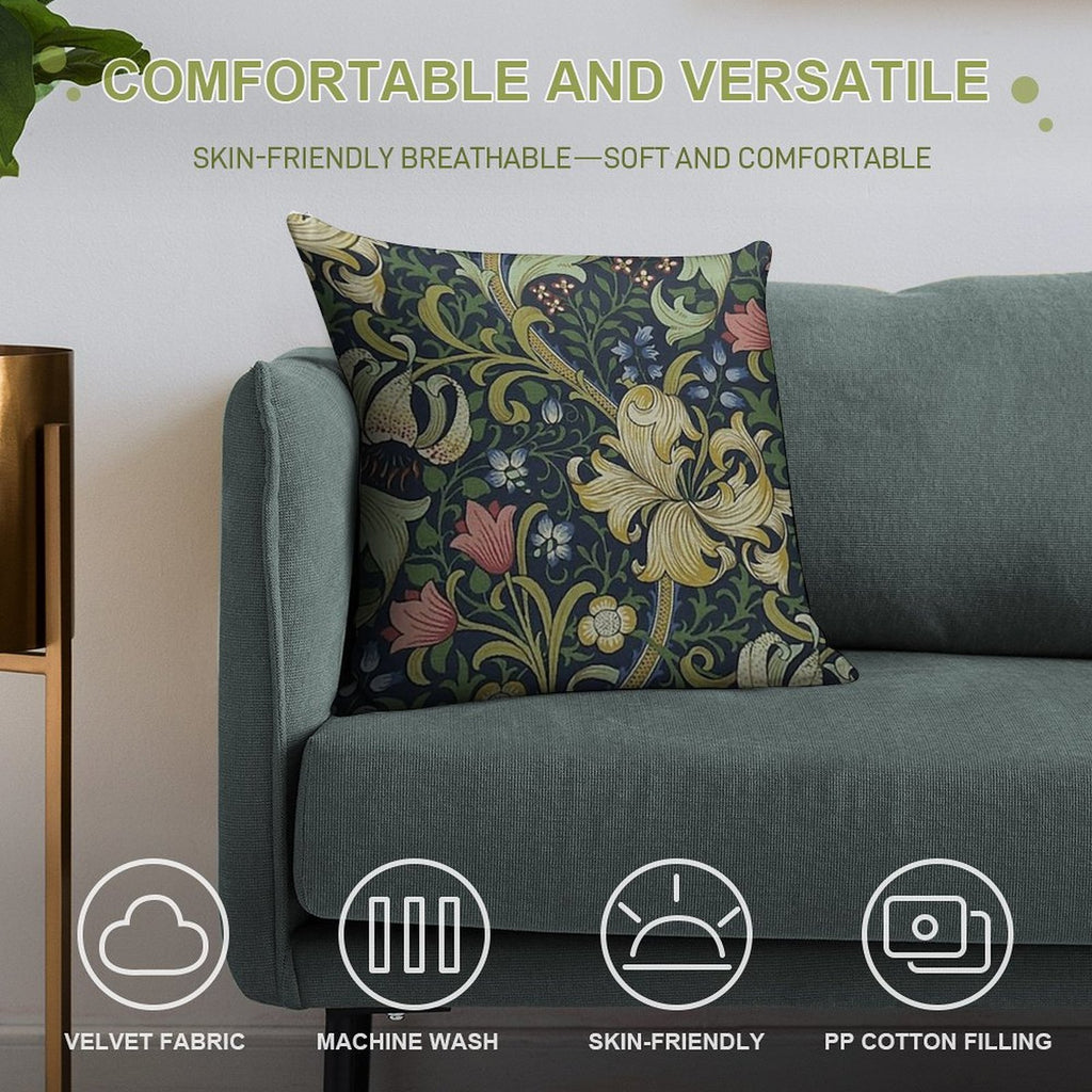 William Morris Golden Lily Pattern Soft Durable Construction Throw Pillow