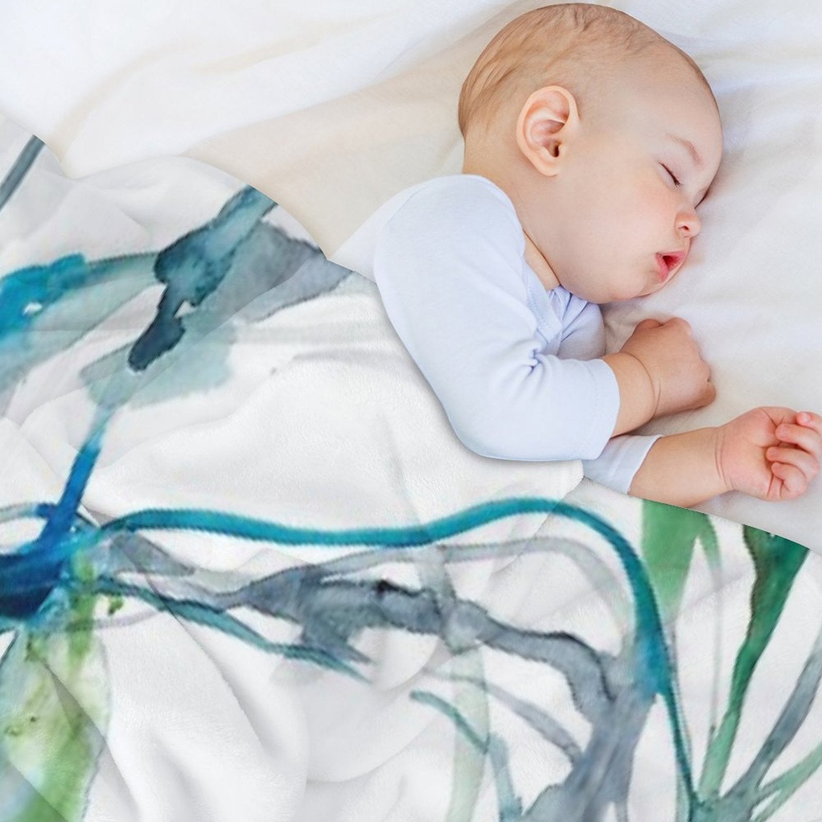 Blue Abstract Watercolor Painting Sustainable Throw Blanket