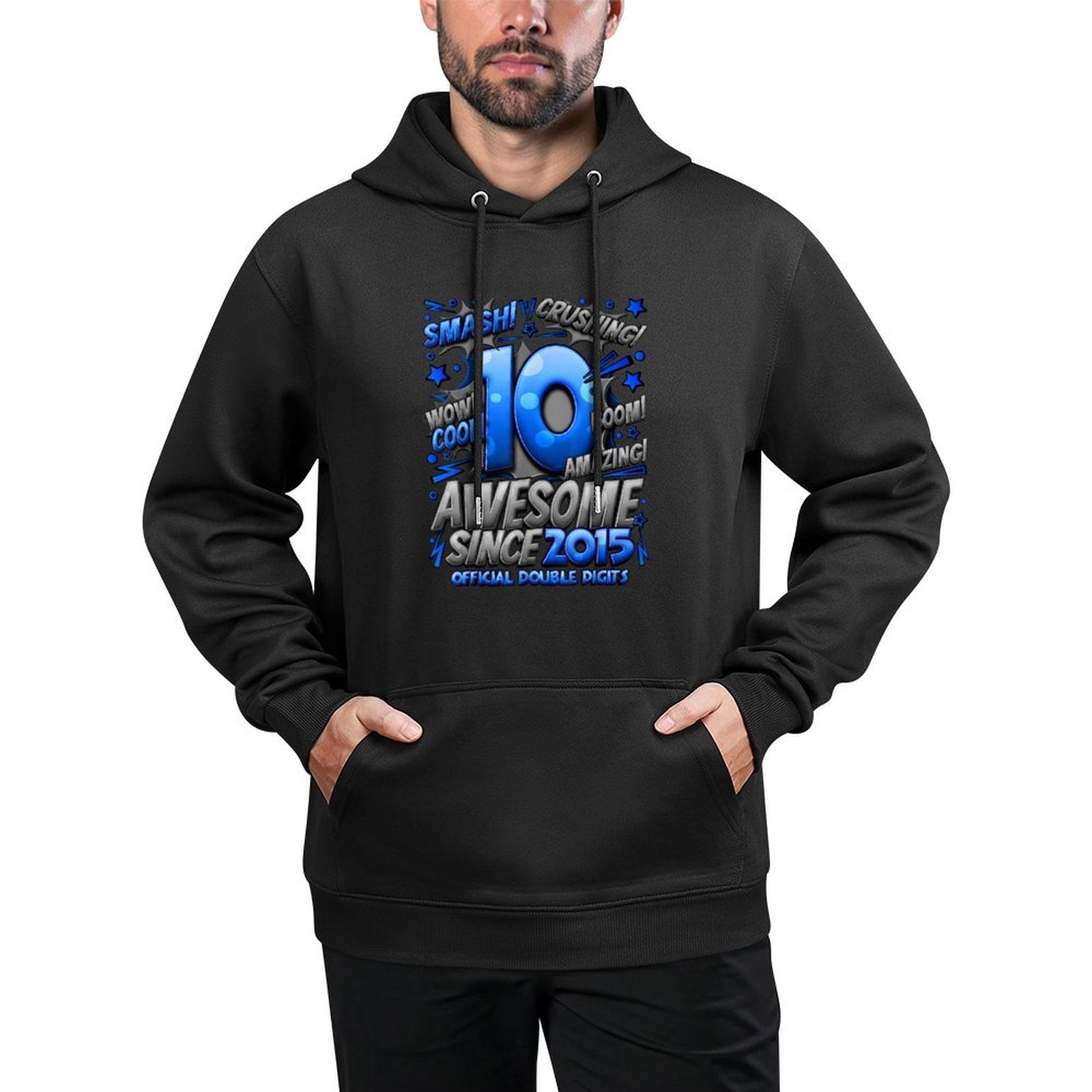 Official Double Digits 10 Year Old Gifts 10th Birthday Boy Shape Retention Hoodie