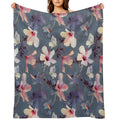 Butterflies And Hibiscus Flowers - A Painted Pattern Plush Throw Blanket