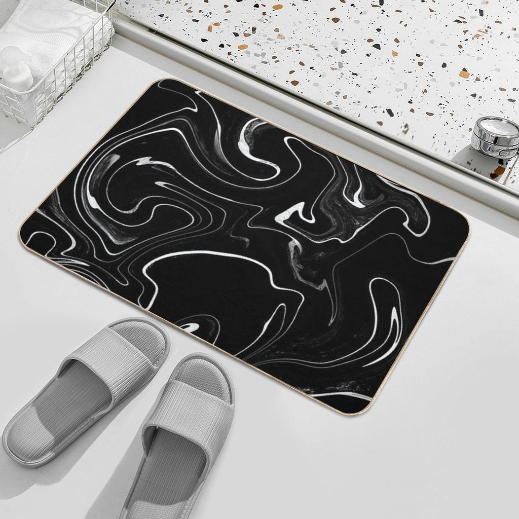 Marble Liquid Black Texture  Non-Slip Bath Mat