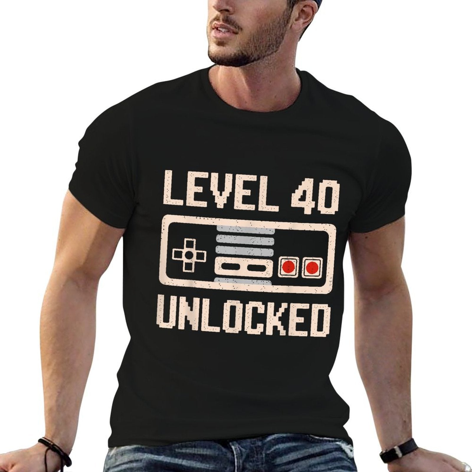 Level 40 Unlocked Video Gamer Vintage 40th Birthday Gift  Oversized Silhouette T-Shirt