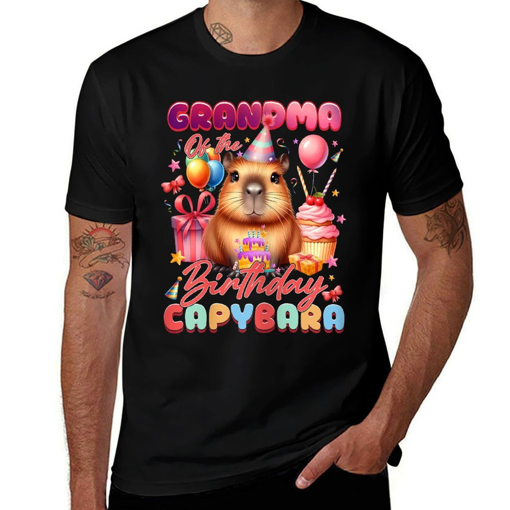 Grandma Of The Birthday Capybara Kids Girl Bday Party Family  Breathable T-Shirt