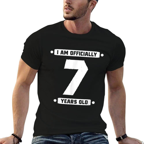 7th Birthday Boys Gift Tshirt Son Age 7 Seven Years  Ribbed Collar T-Shirt