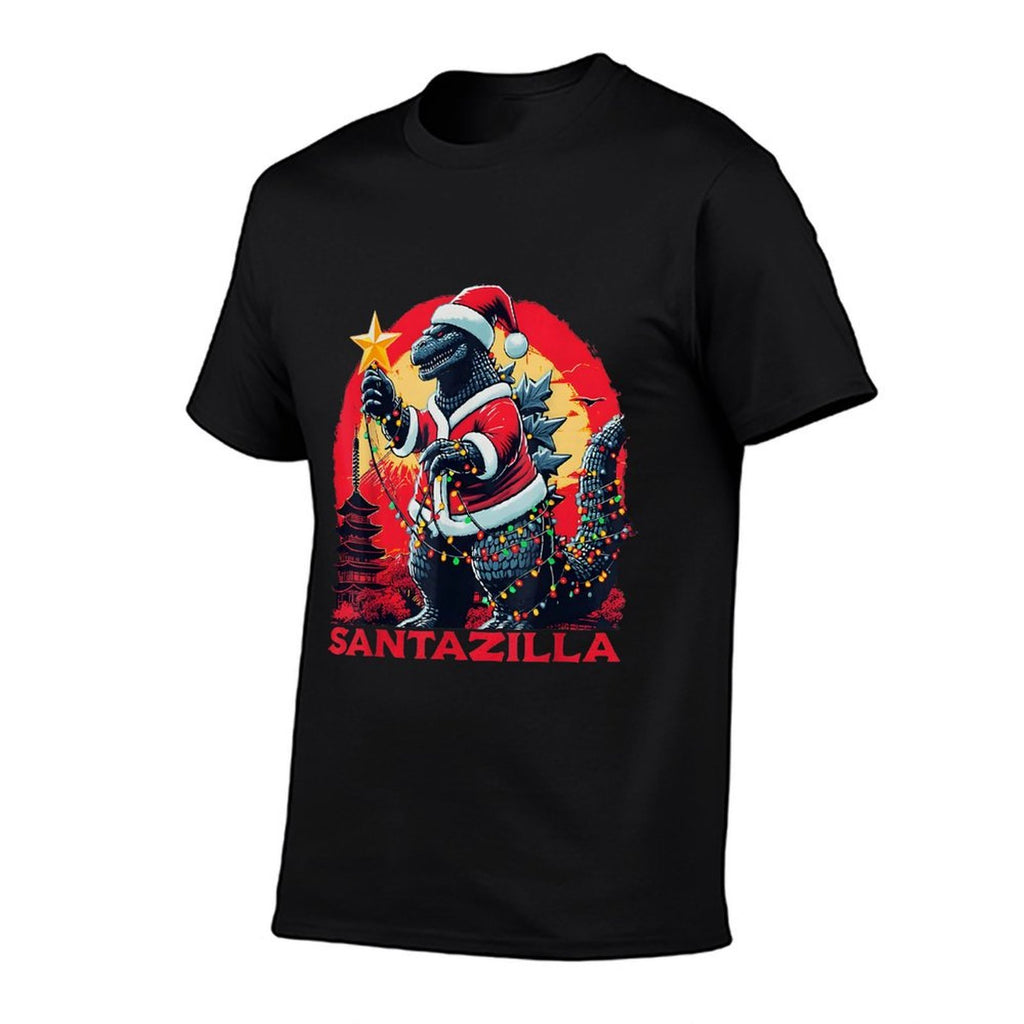 Xmas Christmas Santazilla Funny Holiday Monster Dinosaur  Moisture-wicking T-Shirt