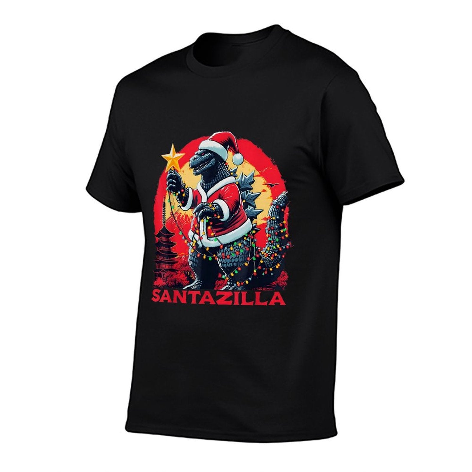 Xmas Christmas Santazilla Funny Holiday Monster Dinosaur  Moisture-wicking T-Shirt