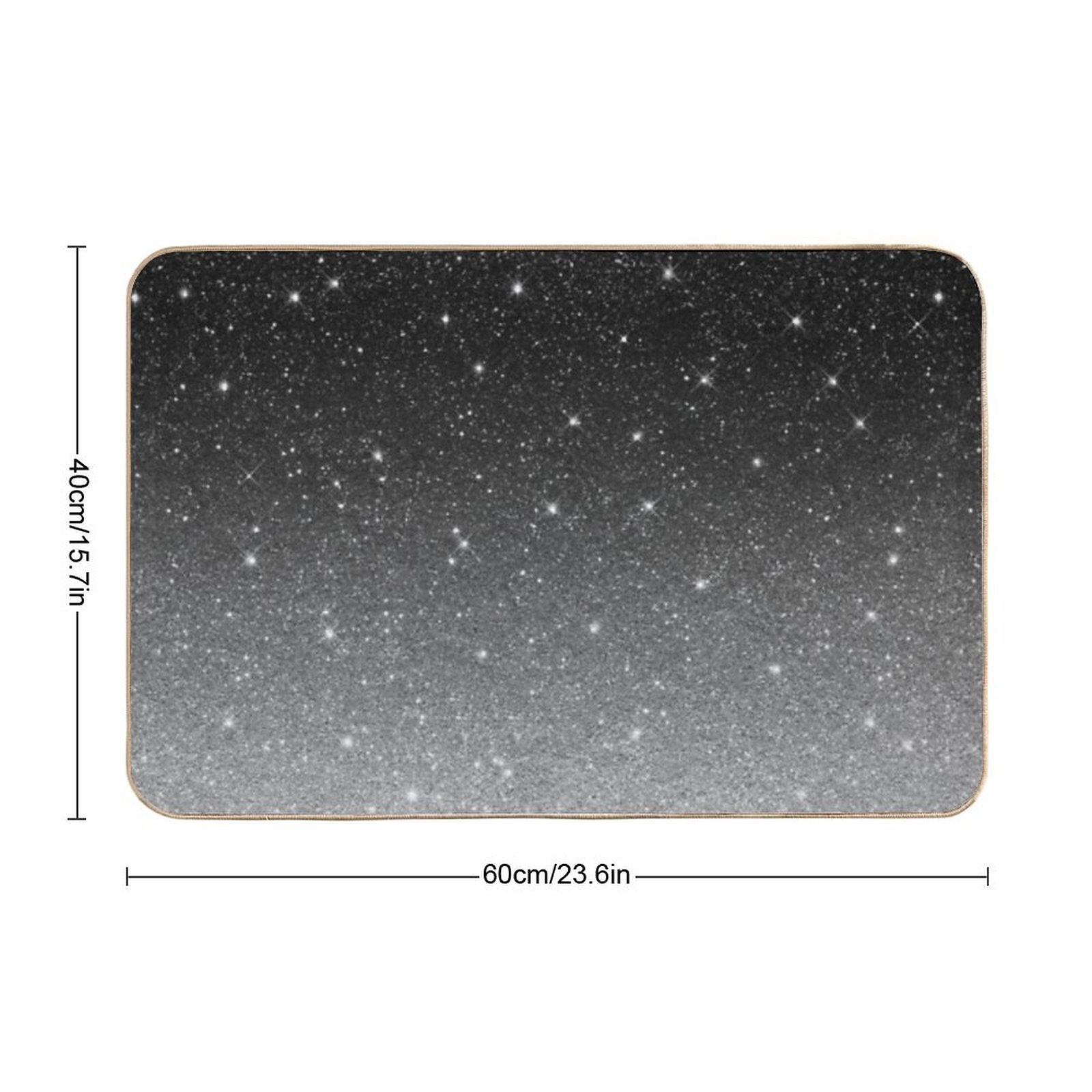 Black Silver Grey Sparkle Ombre Glitter  Easy Maintenance Bath Mat