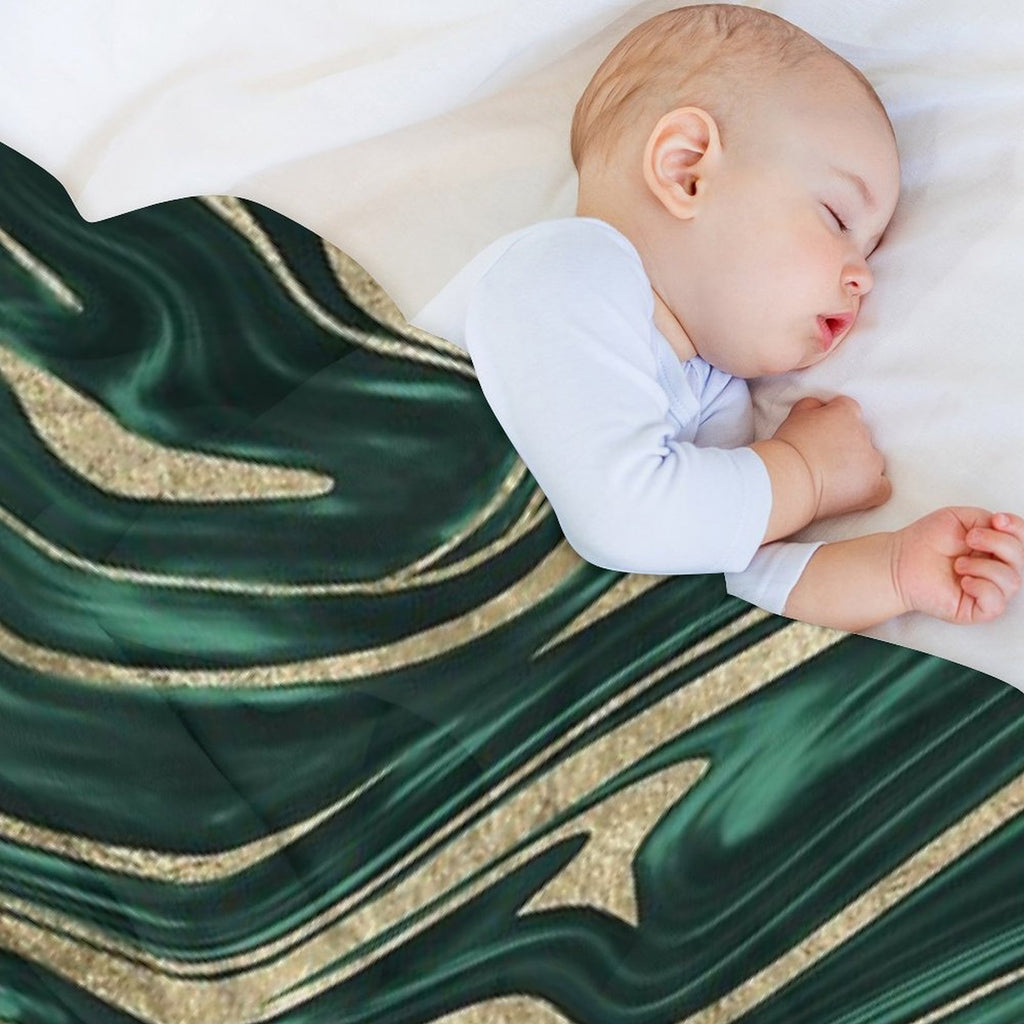 Emerald Green Black Gold Marble #1 #decor #art Shrink-resistant Throw Blanket