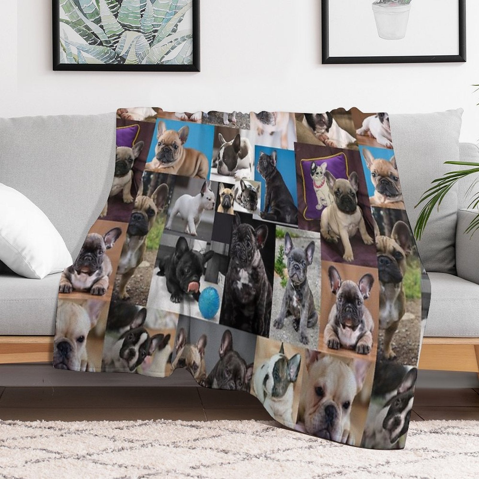French Bulldog Dog Breed Collage - 2 Sustainable Throw Blanket