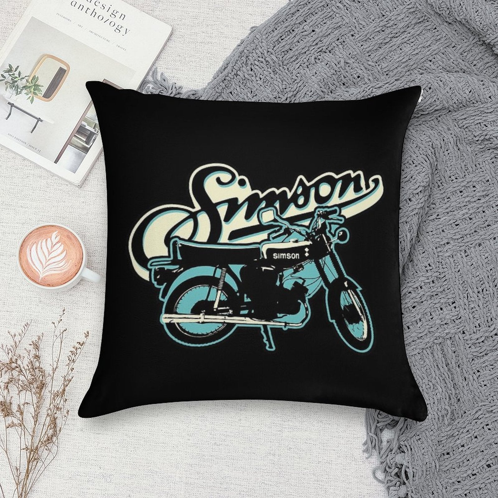 S51 Moped Drivers And GDR Fans. Soft Reinforced Edging Throw Pillow