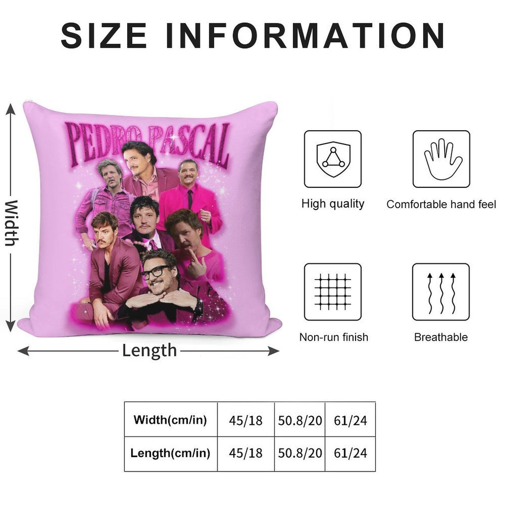 Pedro Pascal in Pink Soft Hidden Zipper Throw Pillow
