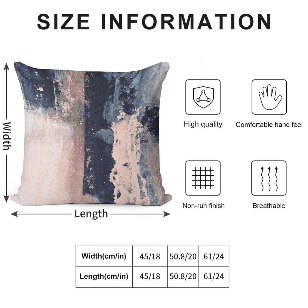Horizontal Pink Navy Soft Hidden Zipper Throw Pillow