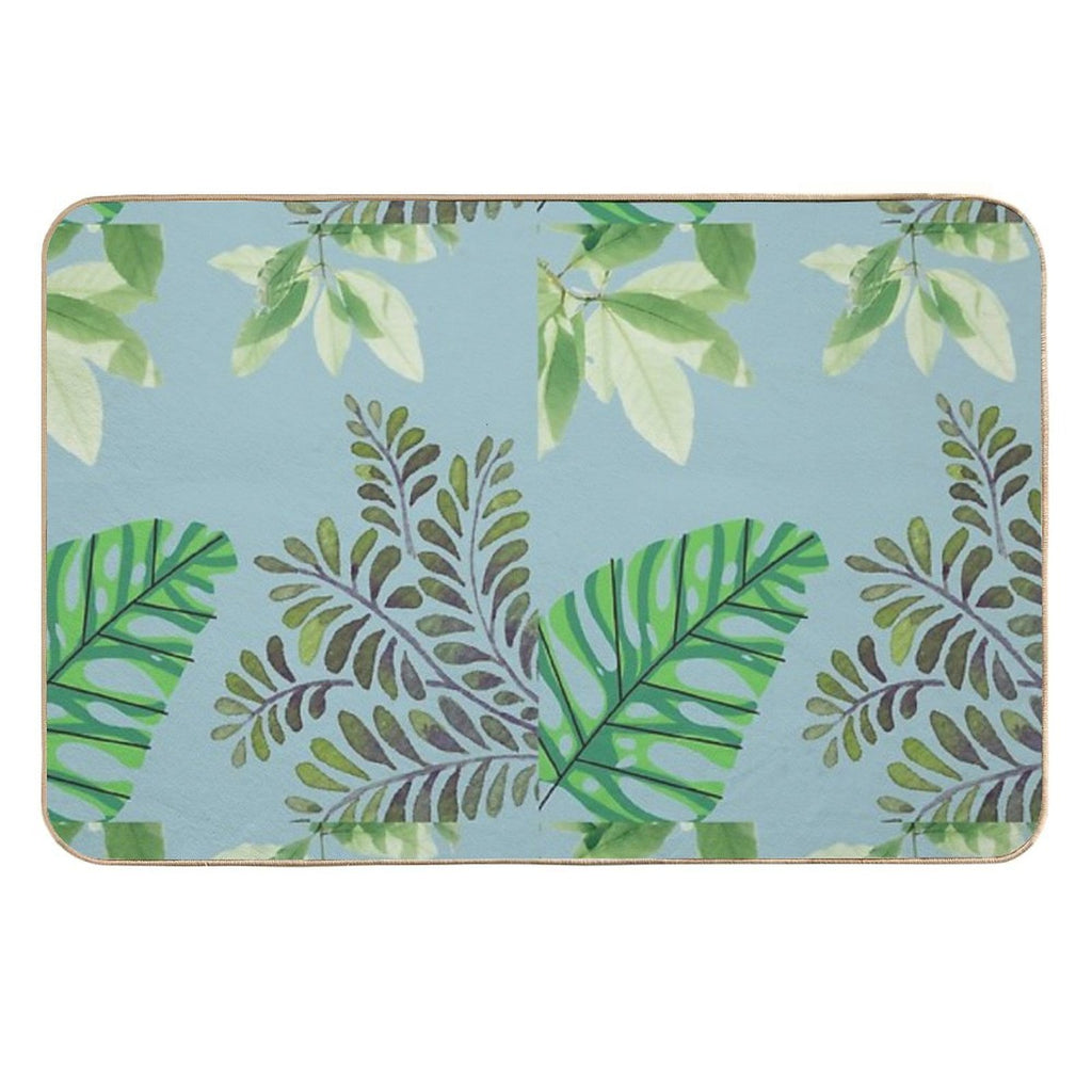 Tropical Vibe Leafy Pattern  Versatile Bath Mat