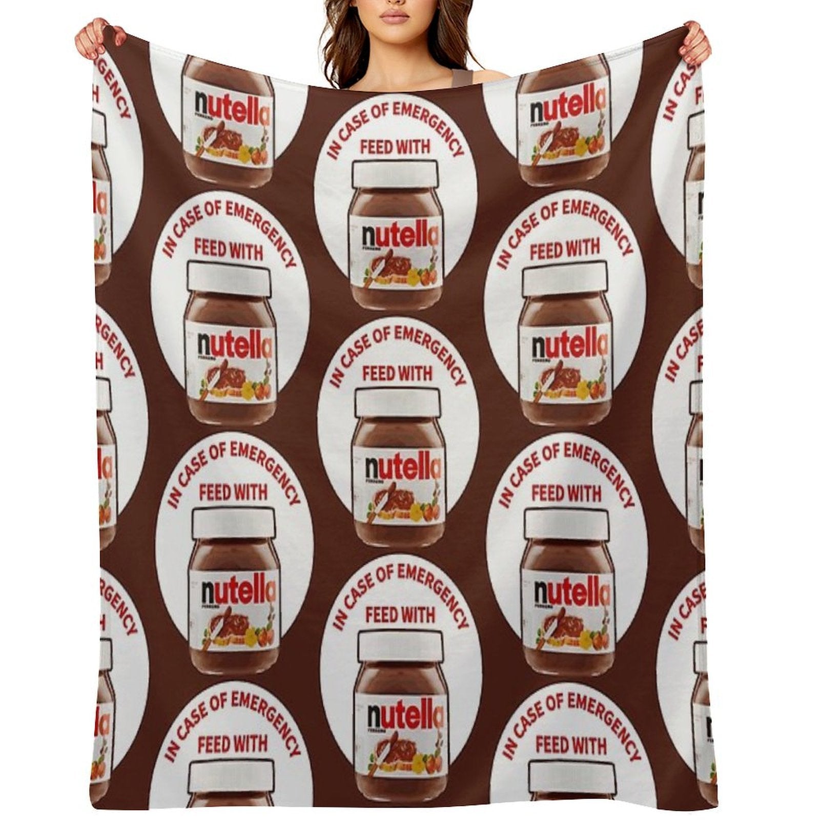 In Case Of Emergency Feed With Nutella Wrinkle-free Throw Blanket