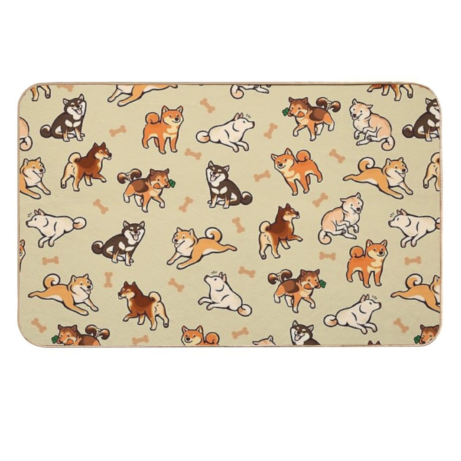 Shibes in Cream  Stain-Proof Bath Mat