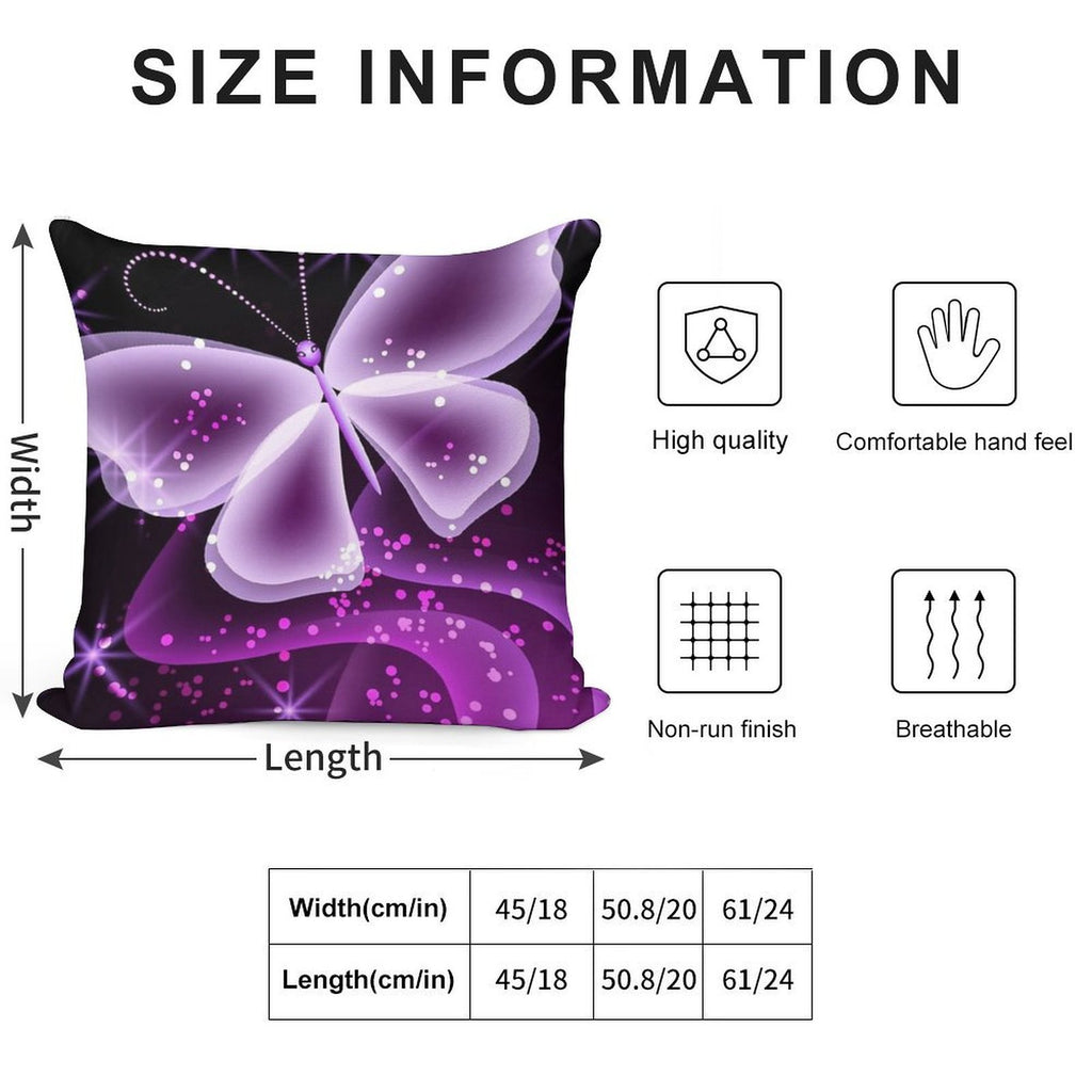 Sparkling Purple Butterfly Merchandise Soft Easy Maintenance Throw Pillow