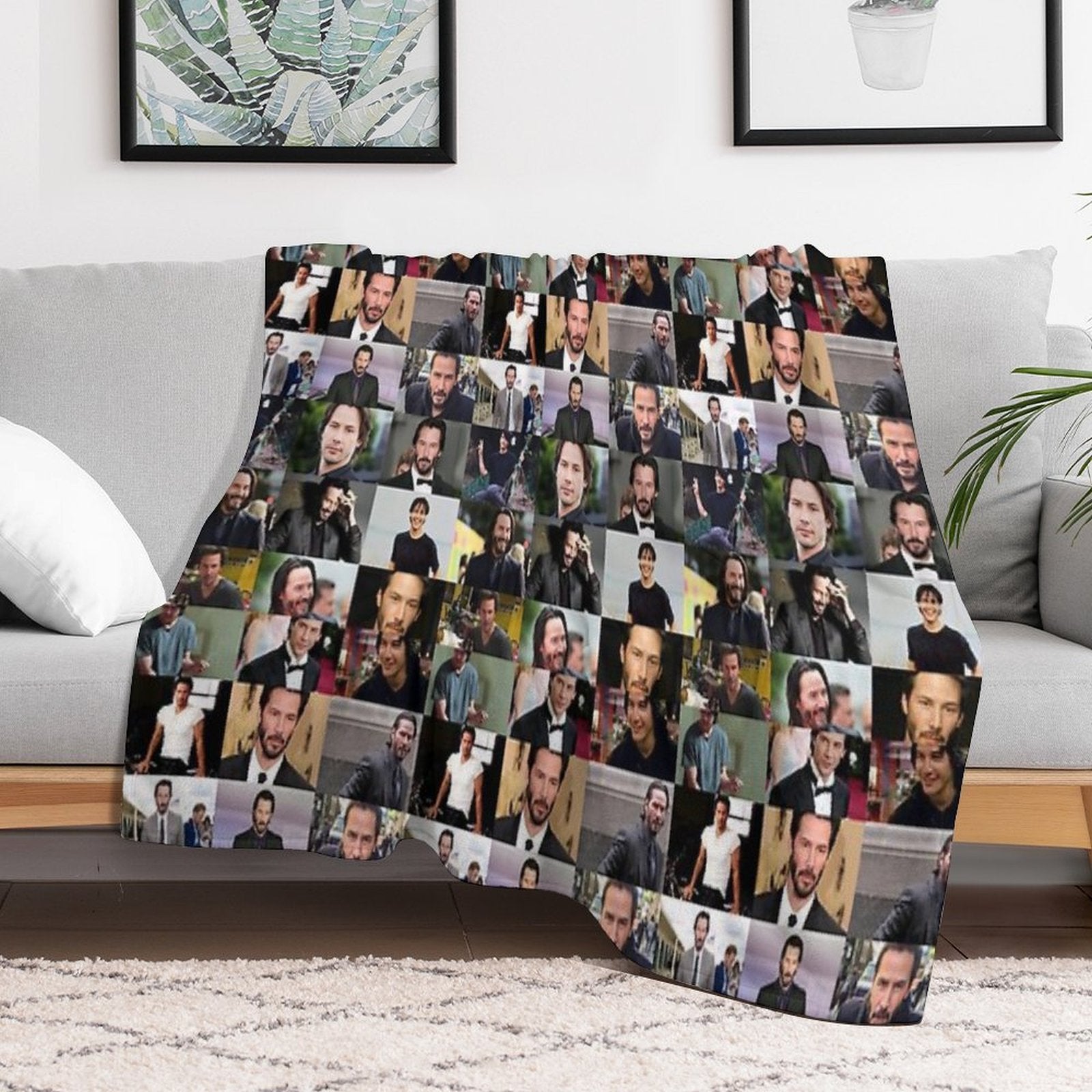 Keanu Reeves Collage Travel-friendly Throw Blanket