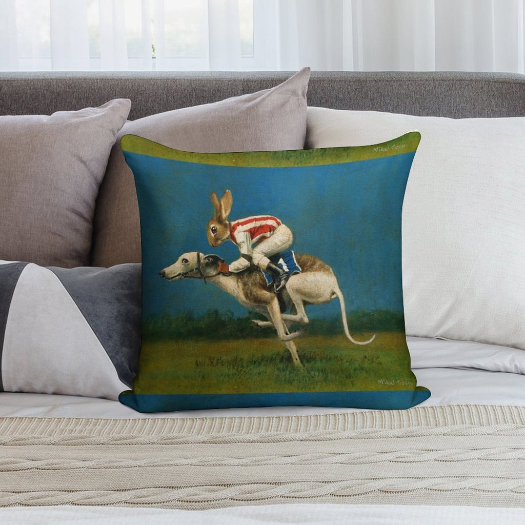 Whippet Racer Soft Shrink-Resistant Throw Pillow
