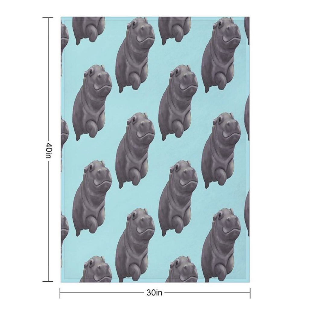 Cute Painted Baby Hippo Swimming - Digital Painting Quick-dry Throw Blanket