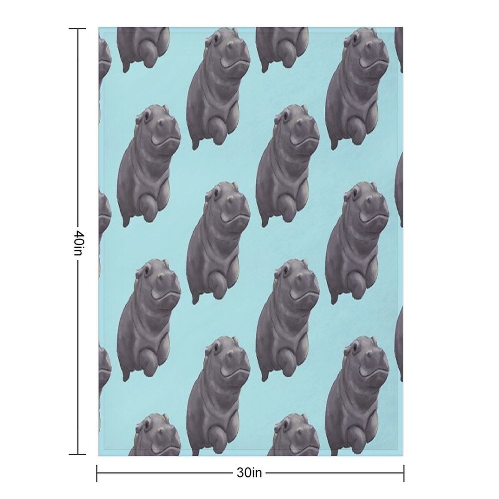 Cute Painted Baby Hippo Swimming - Digital Painting Quick-dry Throw Blanket