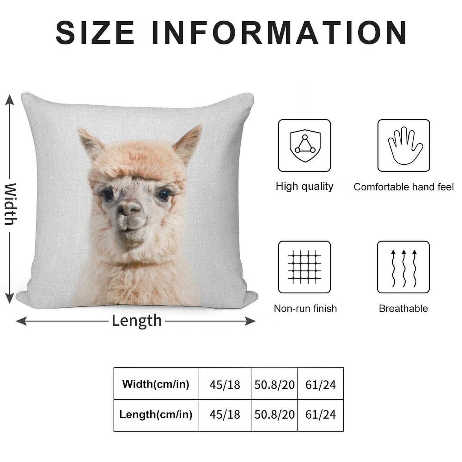 Alpaca - Colorful Soft Gift Ready Throw Pillow