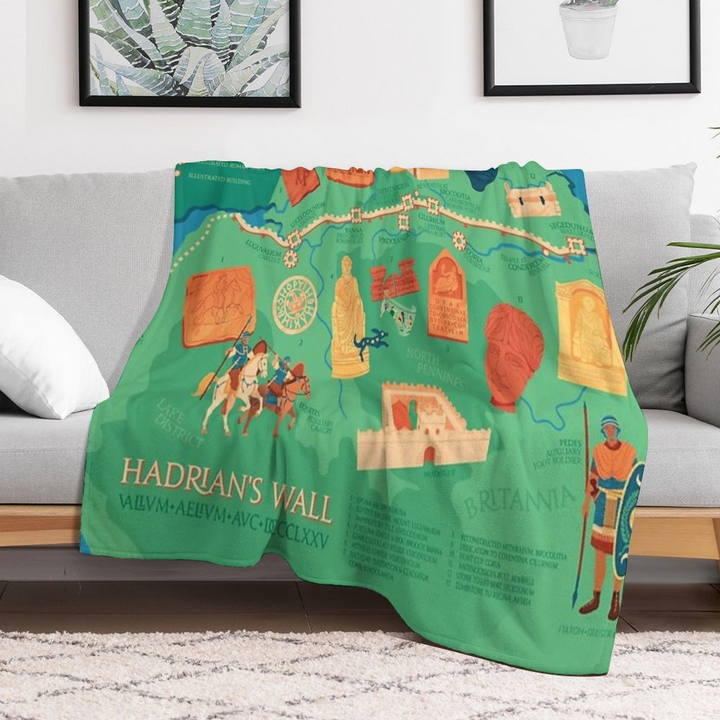 Hadrians Wall Illustrated Map Eco-conscious Throw Blanket