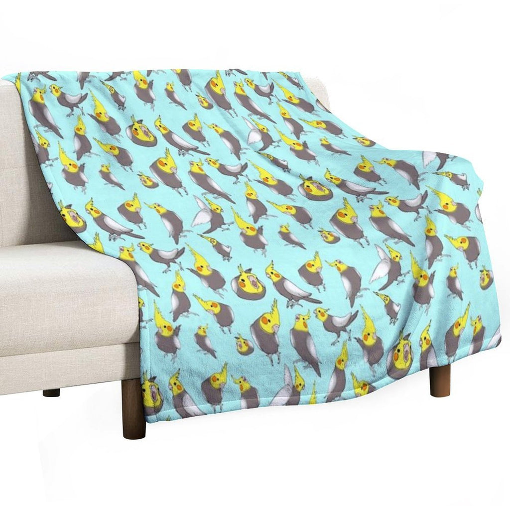Cockatiel Doodle Pattern Lightweight Throw Blanket